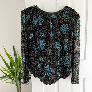 Laurence Kazar Vintage Sequin Evening Top